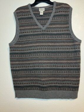 Vintage L.L. Bean Fair Isle Sweater Vest Men’s Large 100% Lams Wool